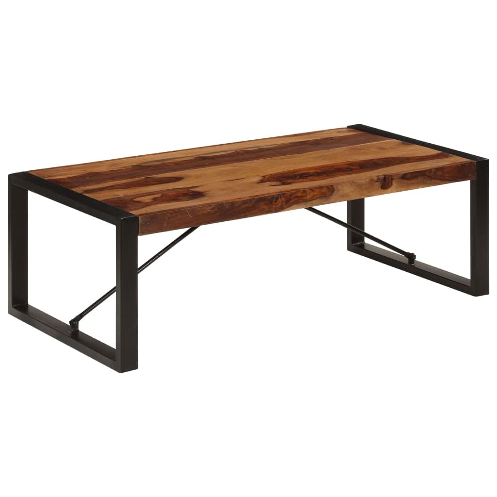 Solid Sheesham Wood Coffee Table with Steel Legs A642314