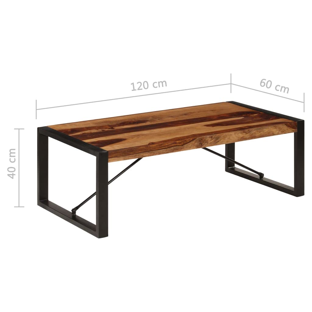 Solid Sheesham Wood Coffee Table with Steel Legs A642314