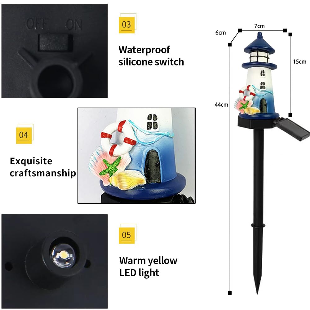 Blue and White Small Lighthouse Resin Floor Lamp J991