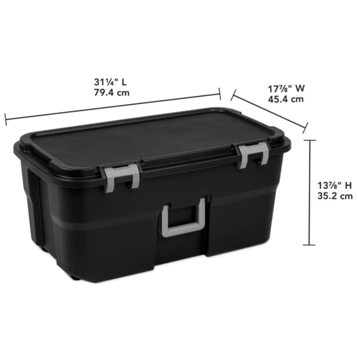 Black 22 Gallon Wheeled Plastic Storage Trunk A663325