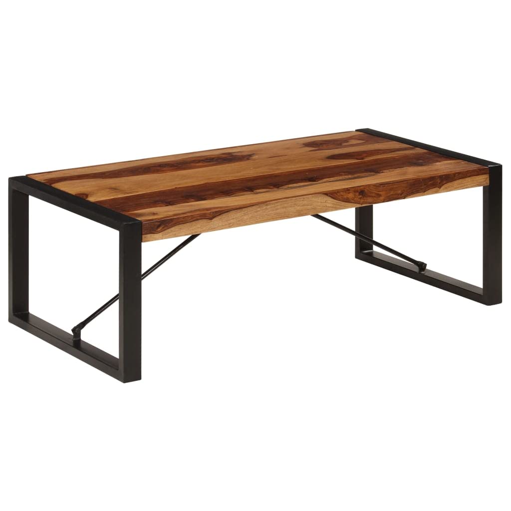 Solid Sheesham Wood Coffee Table with Steel Legs A642314