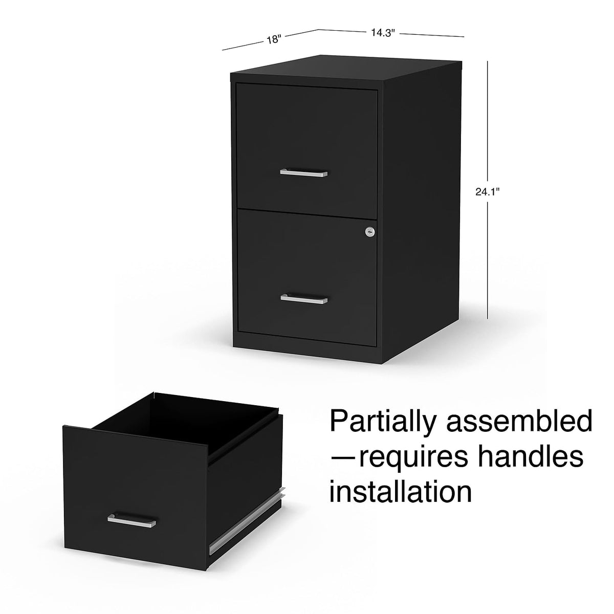 Black 2-Drawer Letter Size File Cabinet N9362