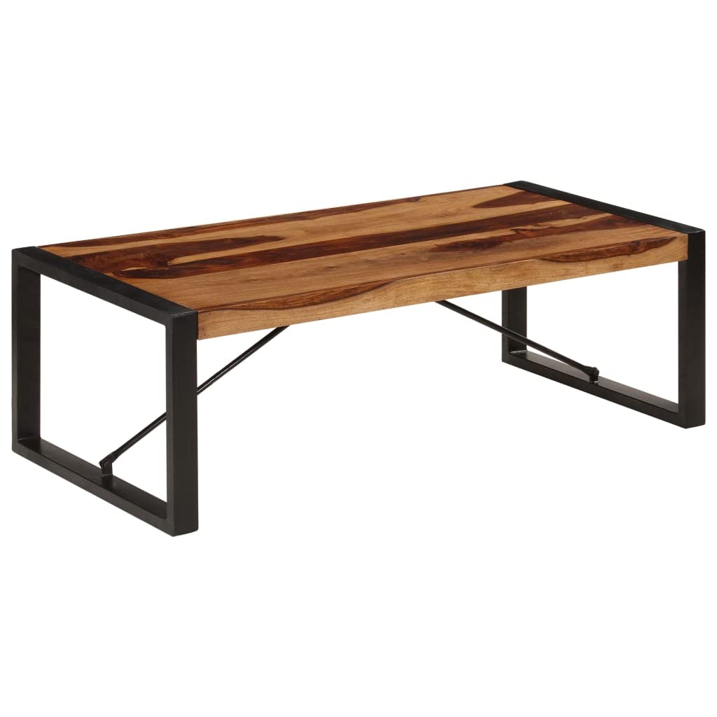 Solid Sheesham Wood Coffee Table with Steel Legs A642314