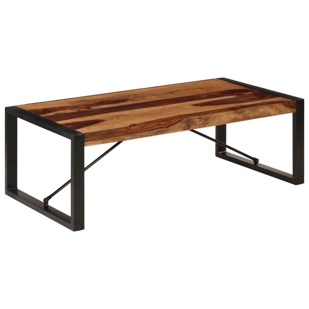 Solid Sheesham Wood Coffee Table with Steel Legs A642314