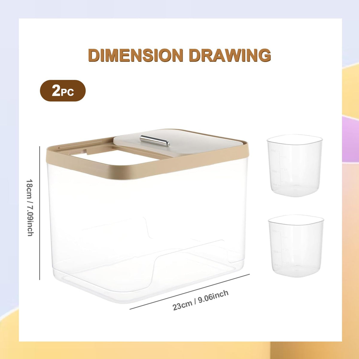 2 Pack 10 lb Clear Airtight Pet Food Storage Container R69604