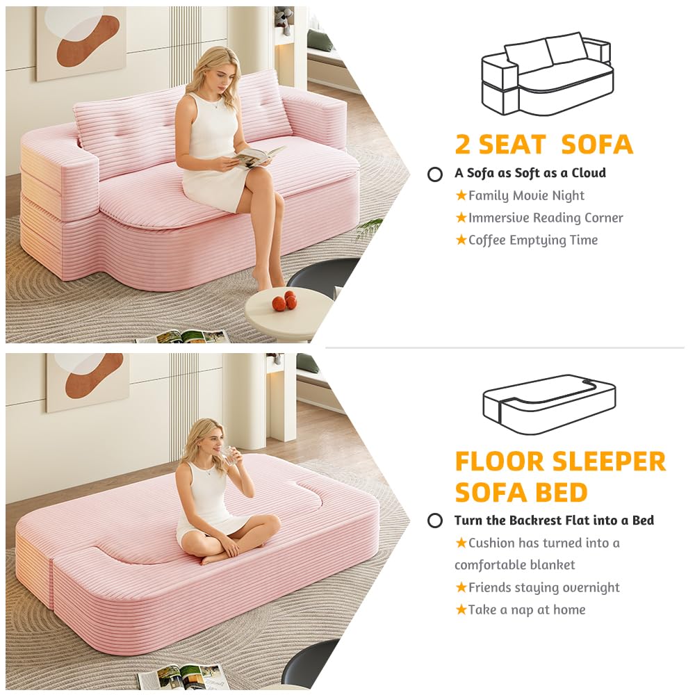 King Size Corduroy Futon Sofa Bed I3549