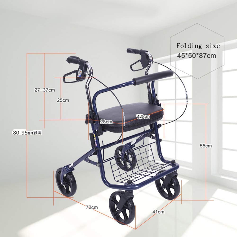 Folding 4 Wheel Rollator Walker with Seat Bag O4894