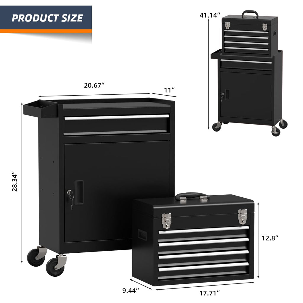 5 Drawer Rolling Tool Chest with Wheels and Lock F228323