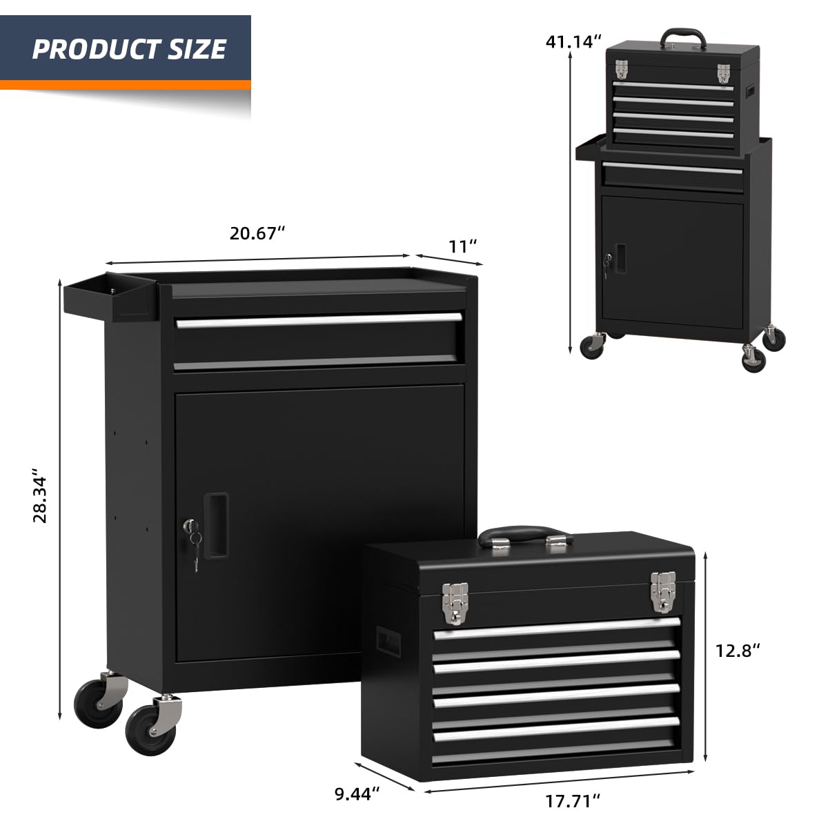 5 Drawer Rolling Tool Chest with Wheels and Lock F228323