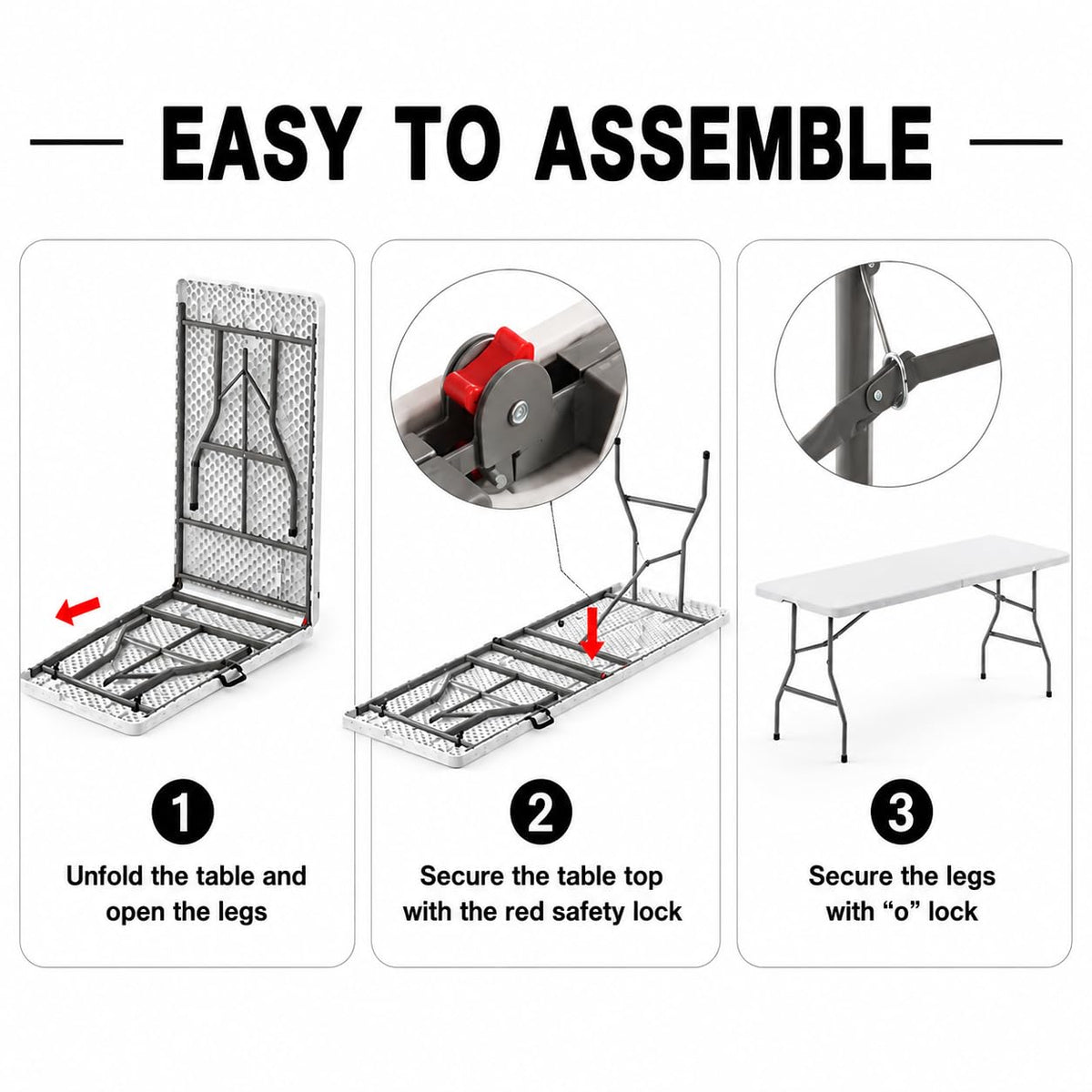 6 Foot Foldable Table with Handle & Steel Legs I1697