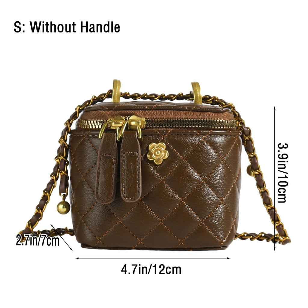 Quilted Leather Crossbody Bag with Chain Strap L5502