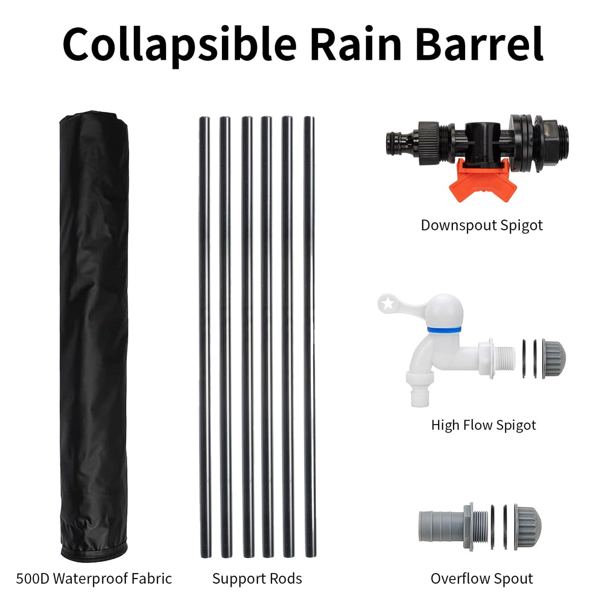 Collapsible 50 Gallon Rain Barrel with Spigot I145087