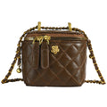 Quilted Leather Crossbody Bag with Chain Strap L5502