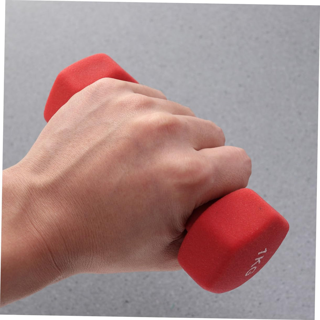 Ergonomic Hexagonal Neoprene Coated Dumbbells Red U909