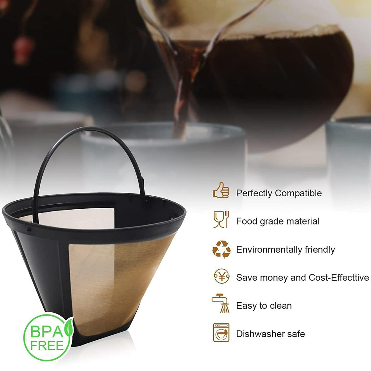 2 Pack Reusable #4 Cone Coffee Filters W24848