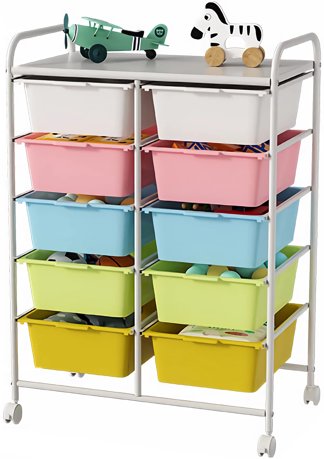 10 Drawers Rolling Plastic Storage Cart with Metal Frame W94752