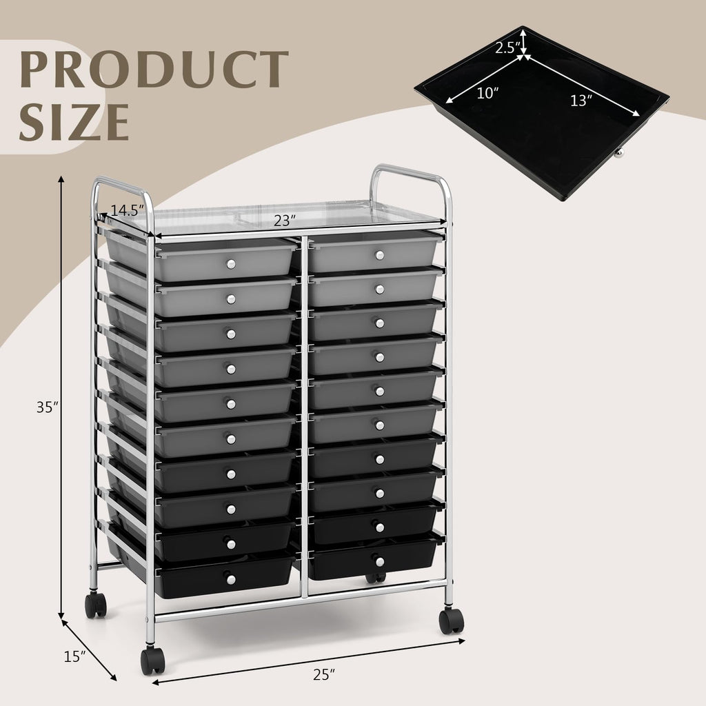 20 Drawer Multicolor Rolling Storage Cart H5123