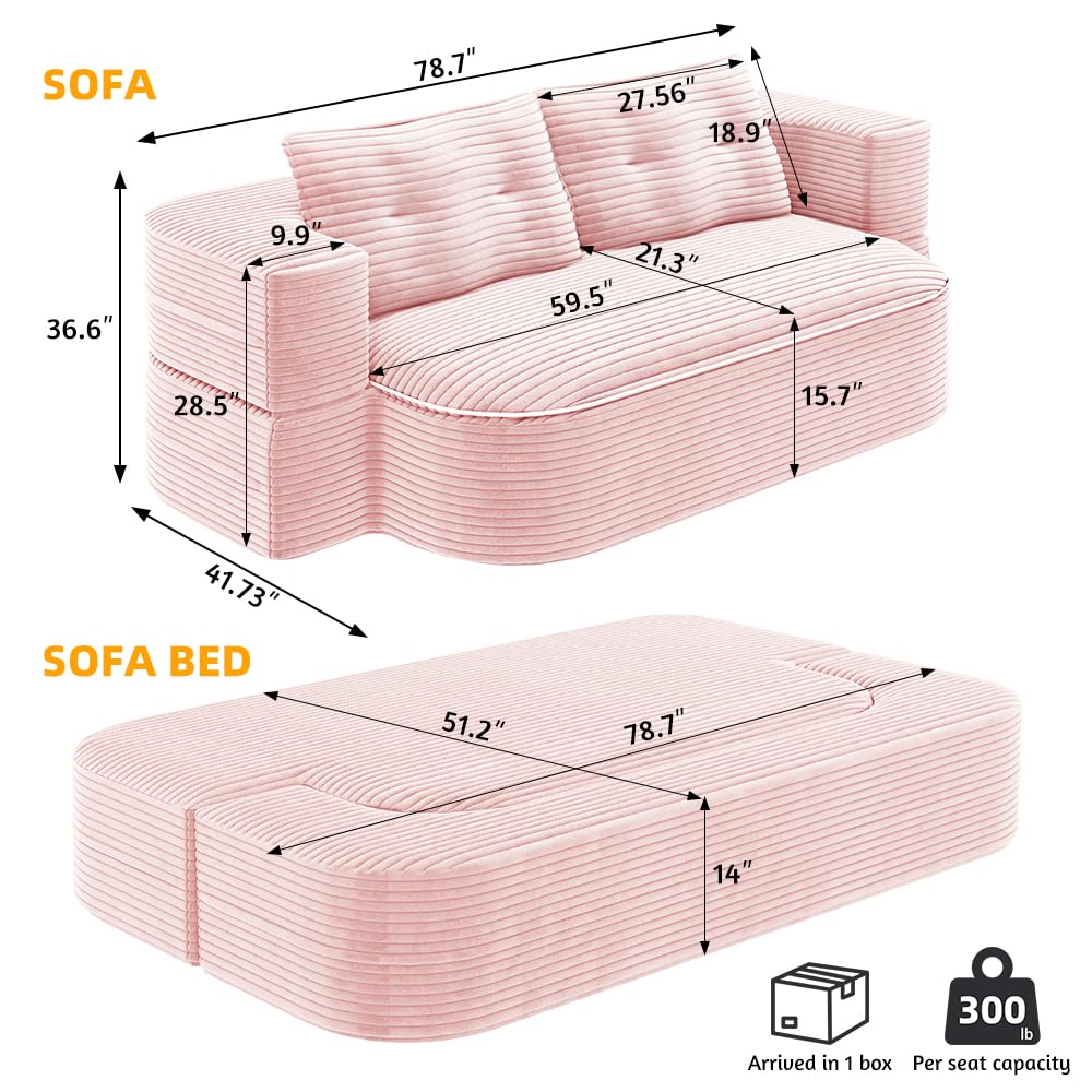 King Size Corduroy Futon Sofa Bed I3549