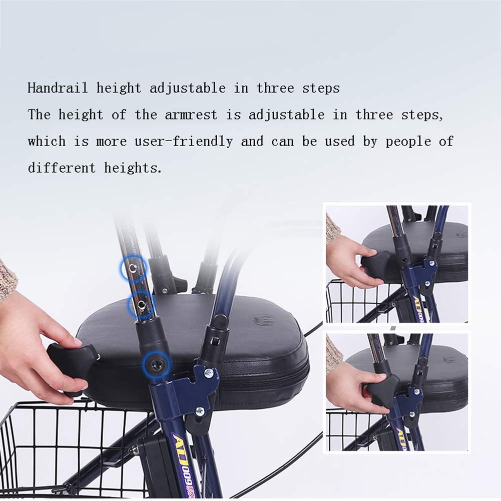 Folding 4 Wheel Rollator Walker with Seat Bag O4894