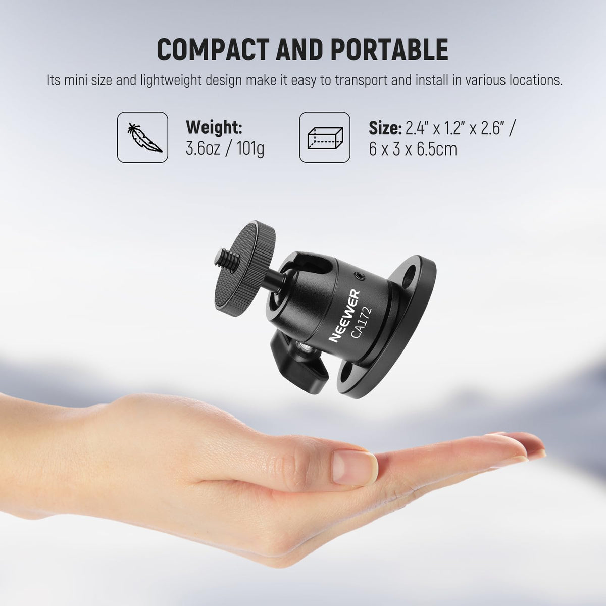 Webcam Wall Ceiling Mount Bracket, Aluminum Alloy Mini Ball Head I8961