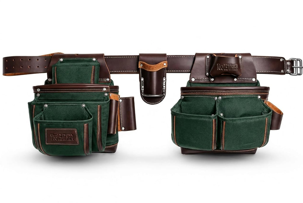Leather & Nylon 22 Pocket Tool Belt with Hammer Holder G727