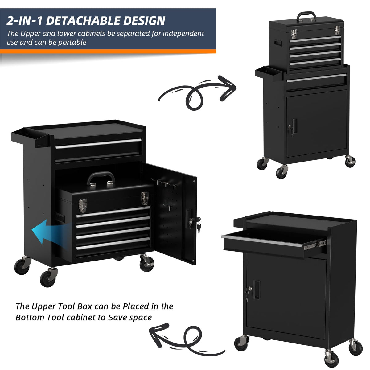 5 Drawer Rolling Tool Chest with Wheels and Lock F228323
