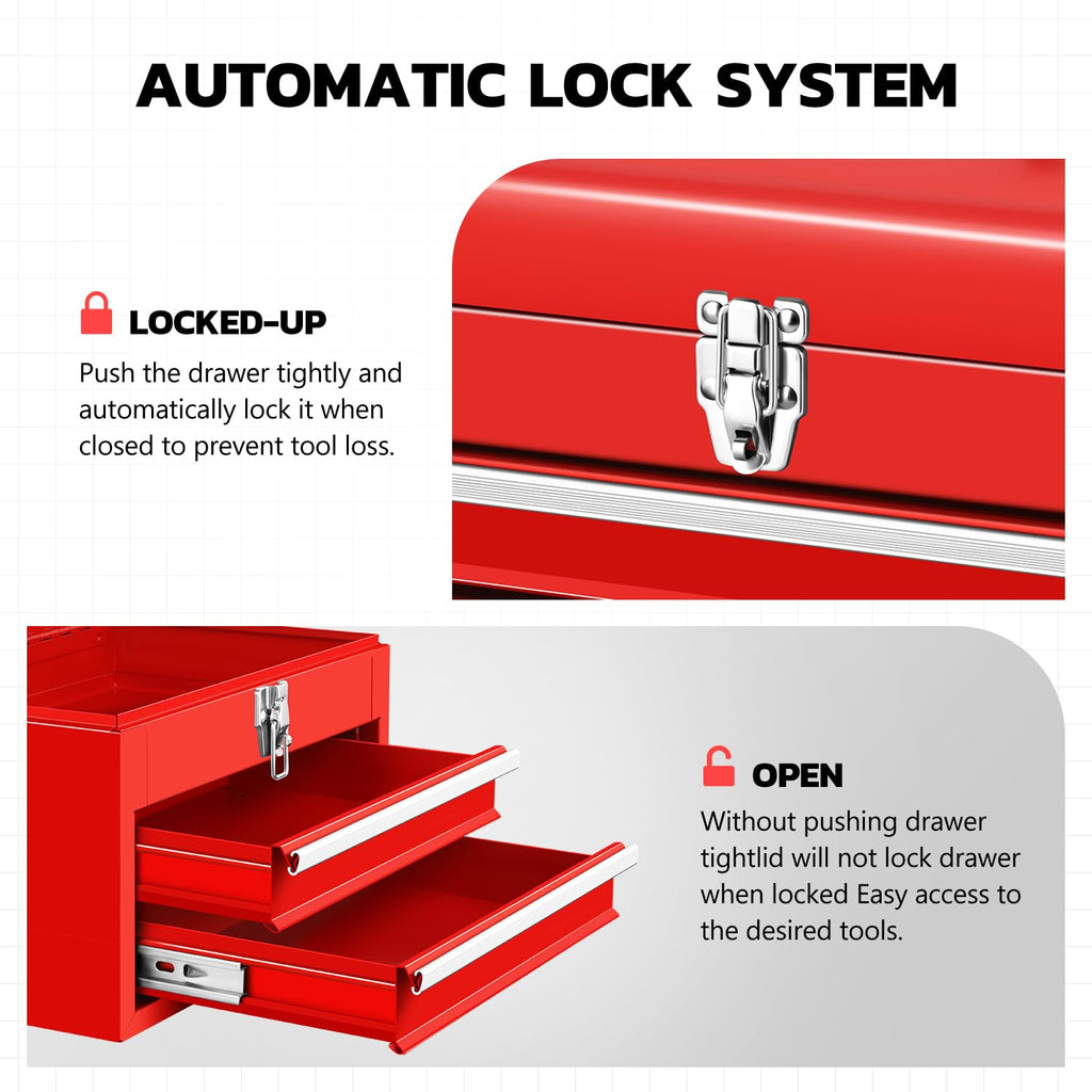 14 Inch Steel Portable Tool Box 2 Drawer R609439