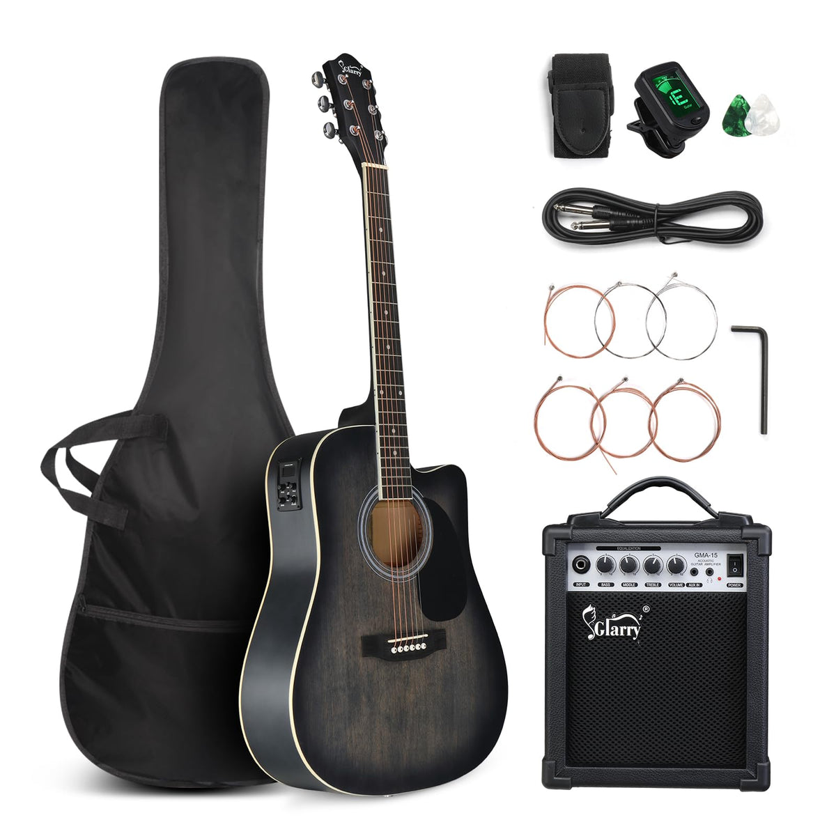 41 Inch Cutaway Acoustic Electric Guitar Kit with 15W Amp S254813