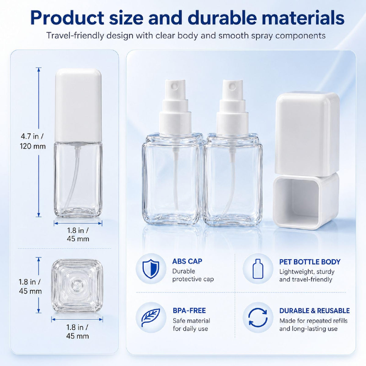 2 Pack 2.7oz Fine Mist Spray Bottles V192