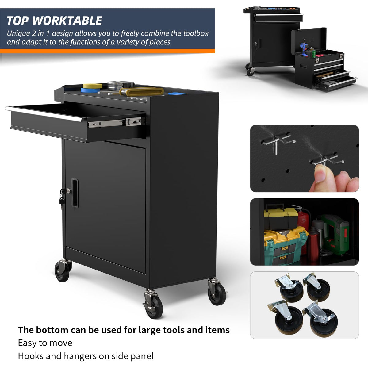 5 Drawer Rolling Tool Chest with Wheels and Lock F228323
