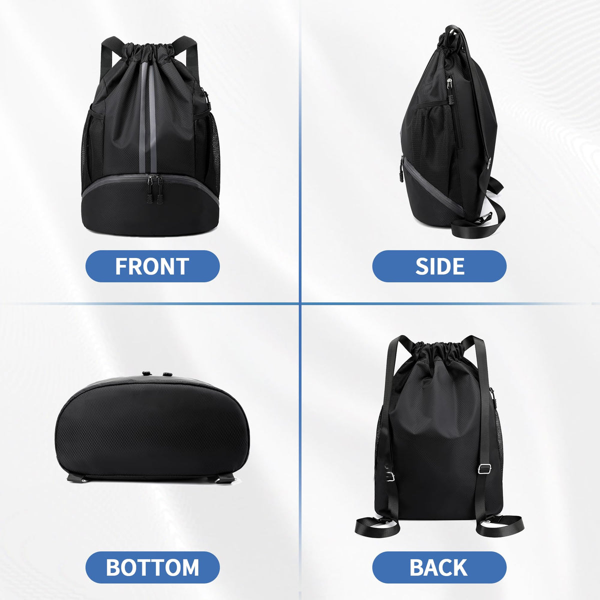 Drawstring Backpack Gym Bag with Shoes Compartment B250118