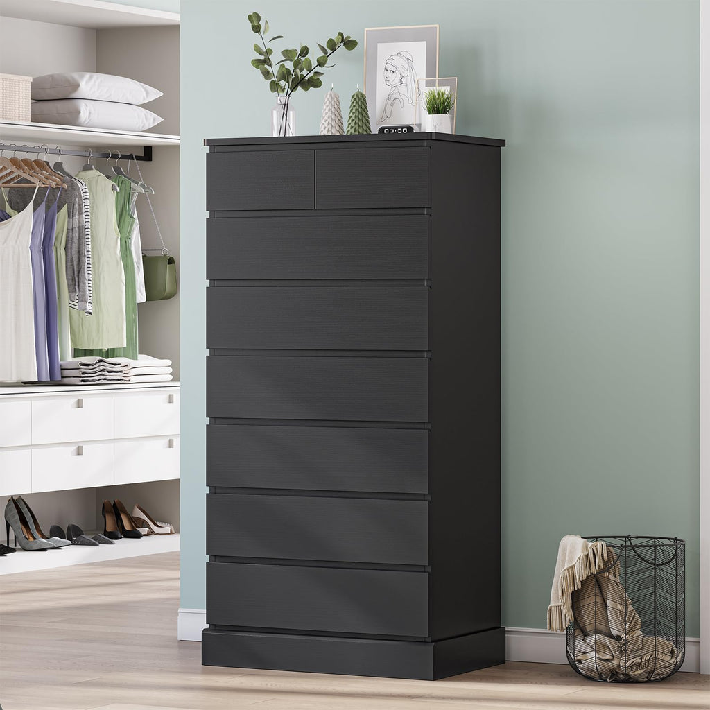 Black 8 Drawer Wood Dresser A552