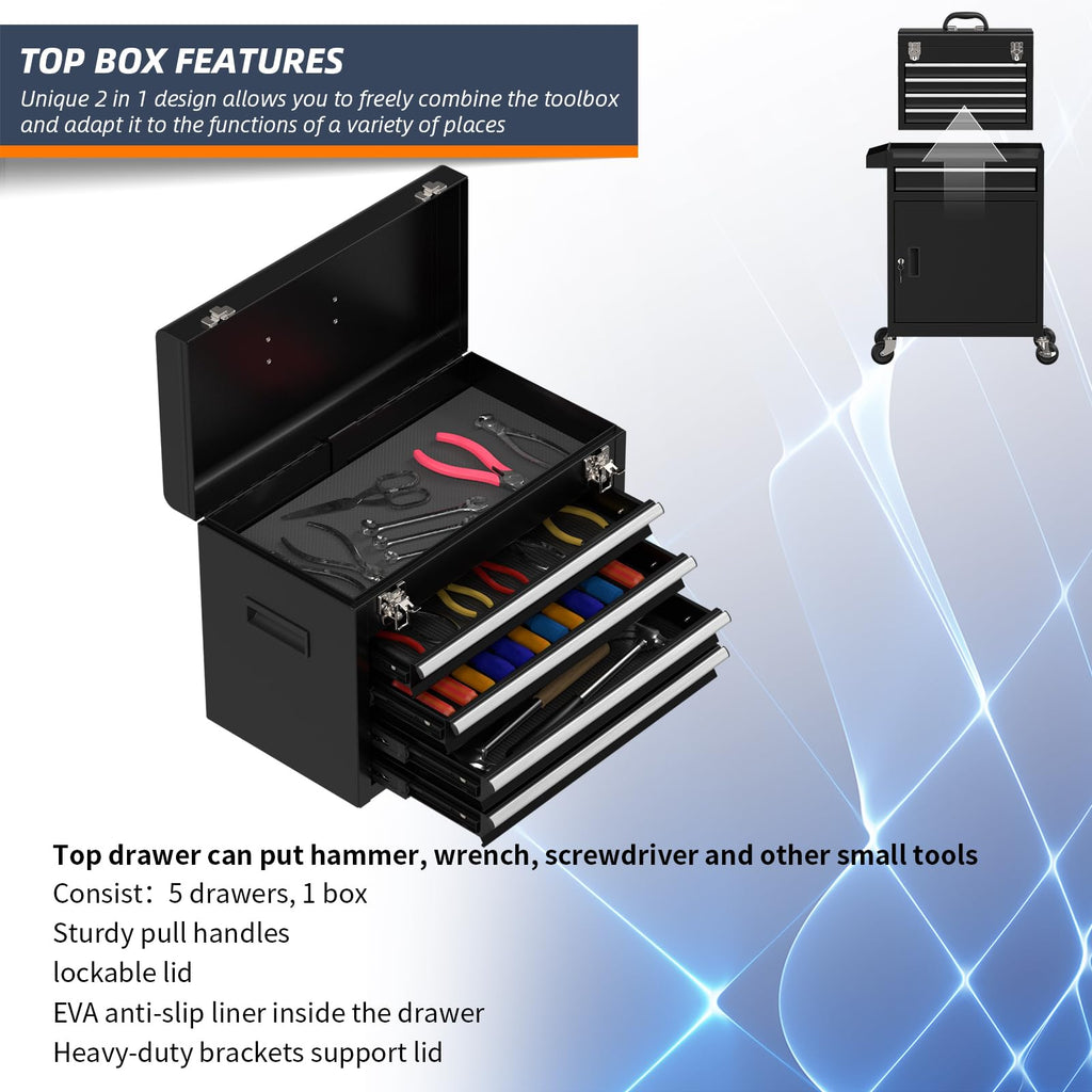 5 Drawer Rolling Tool Chest with Wheels and Lock F228323