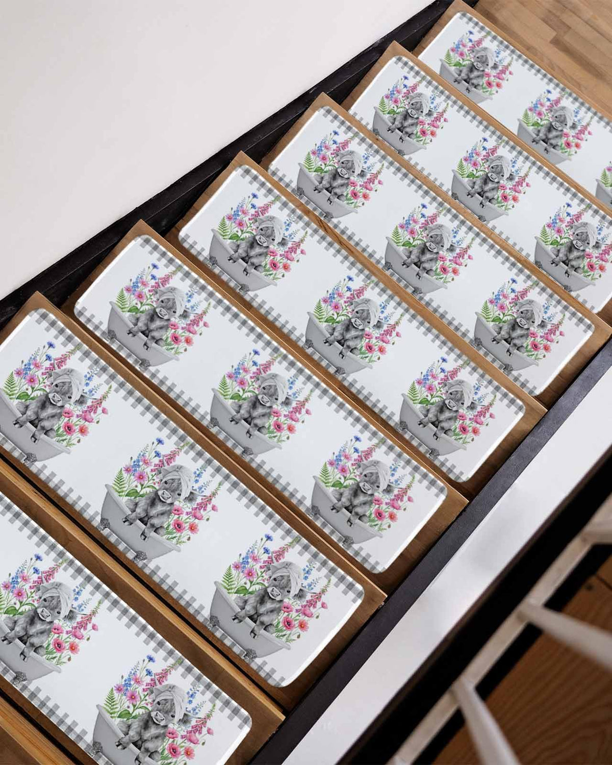 Pink Floral Non Slip Stair Treads 4 Pcs W891215