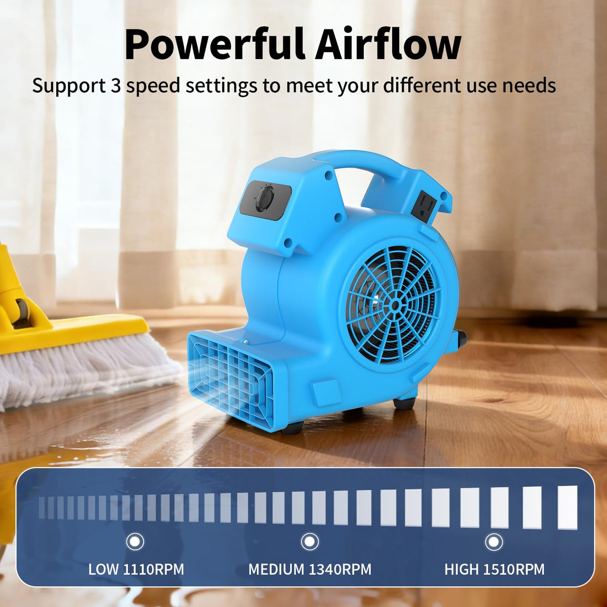 600 CFM Portable Air Mover Blower Fan with 3 Speeds S313