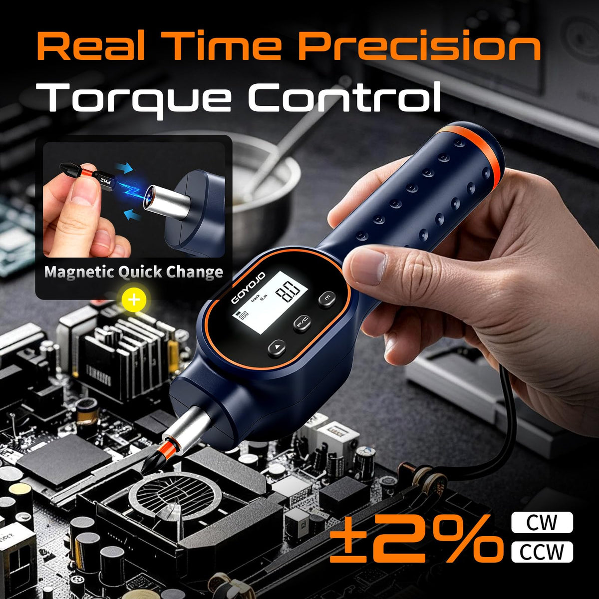 Digital Torque Screwdriver 1/4" Adjustable Set with Buzzer & Magnetic Bits U597429