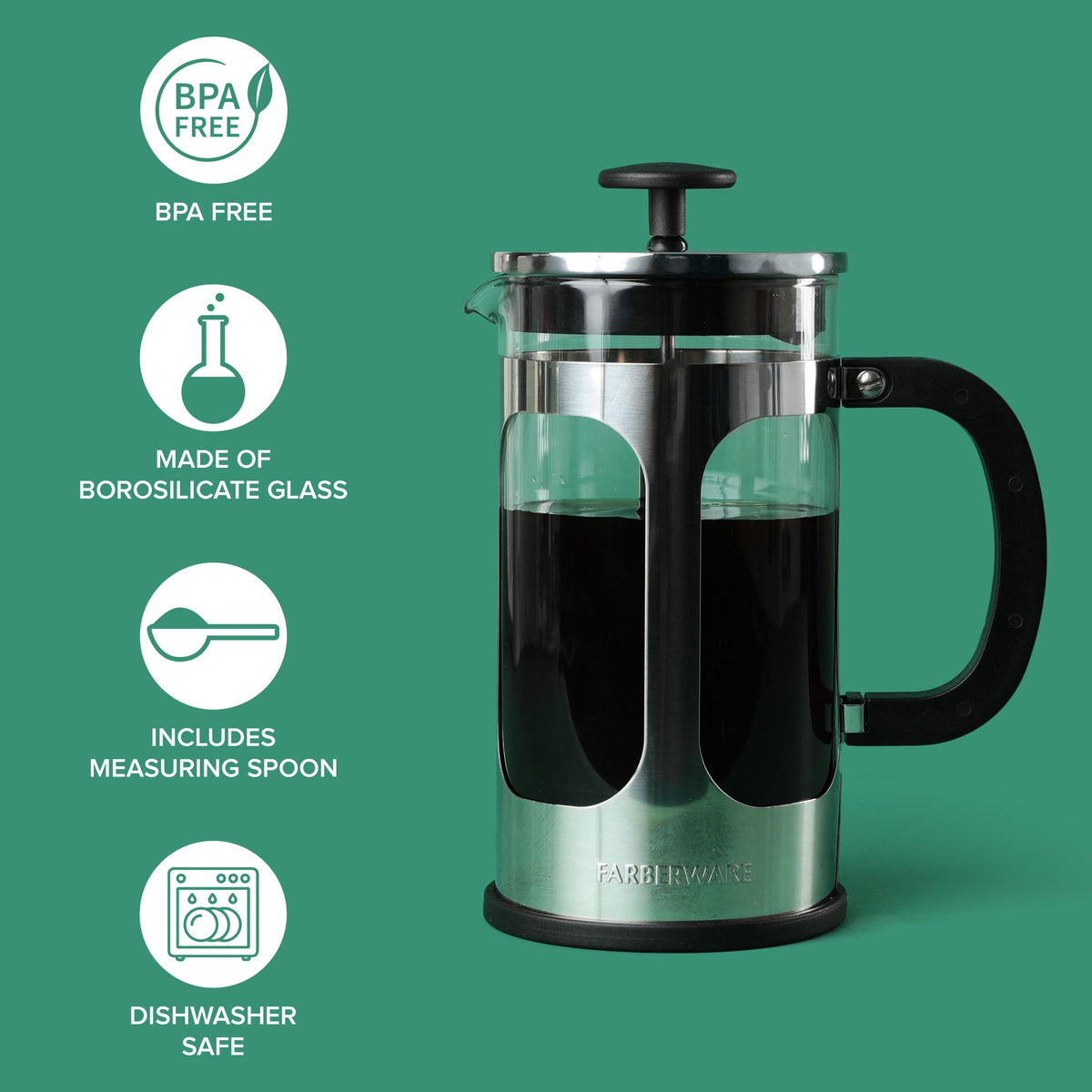 8 Cup Stainless Steel French Press Coffee Maker I557703
