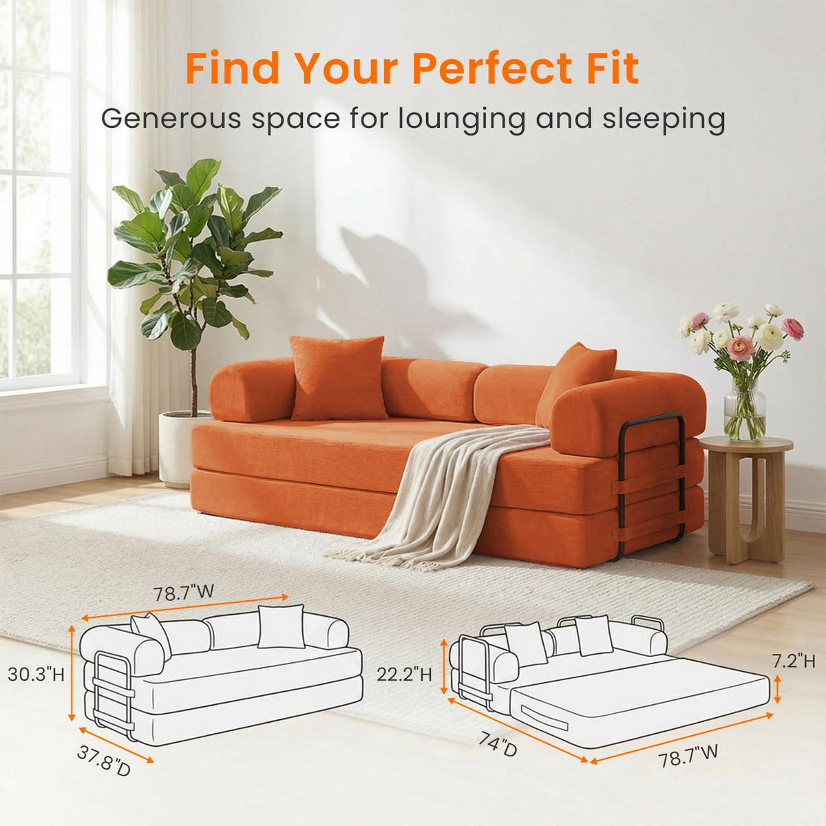 4-in-1 King Convertible Floor Sofa Bed U7675