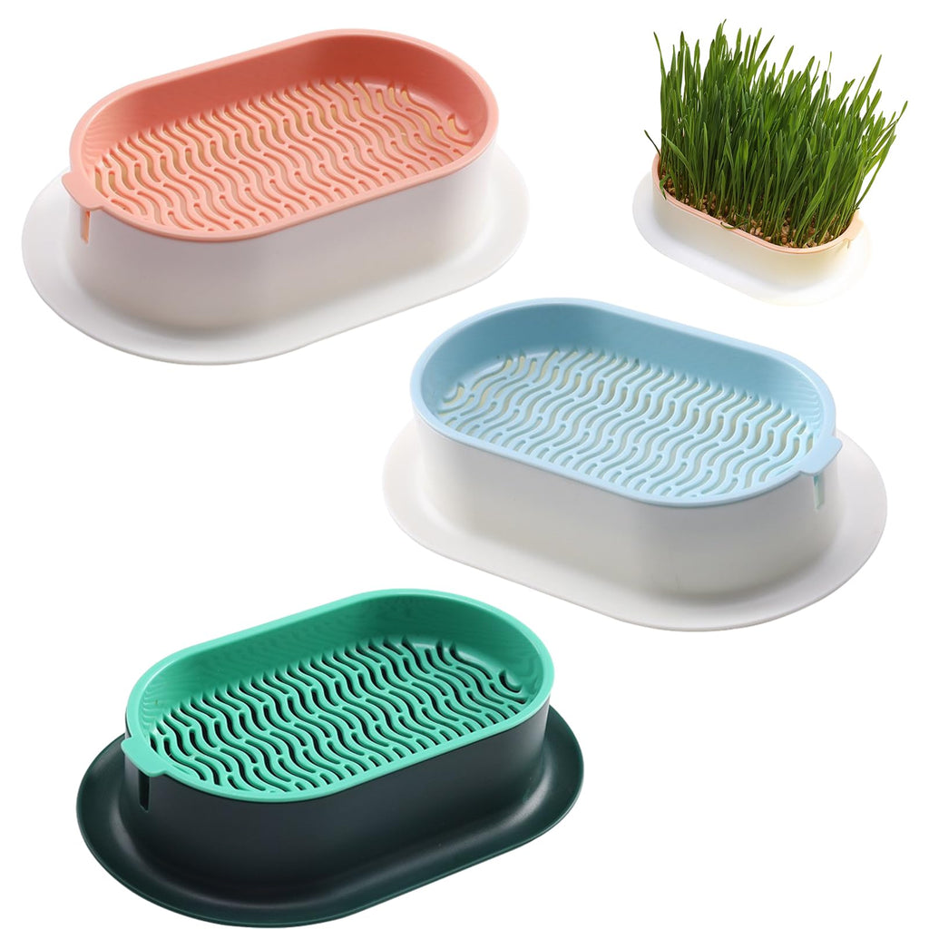Cat Grass Planter, Hydroponic Trays, Soil-Free Planter (3PCS) Q723248