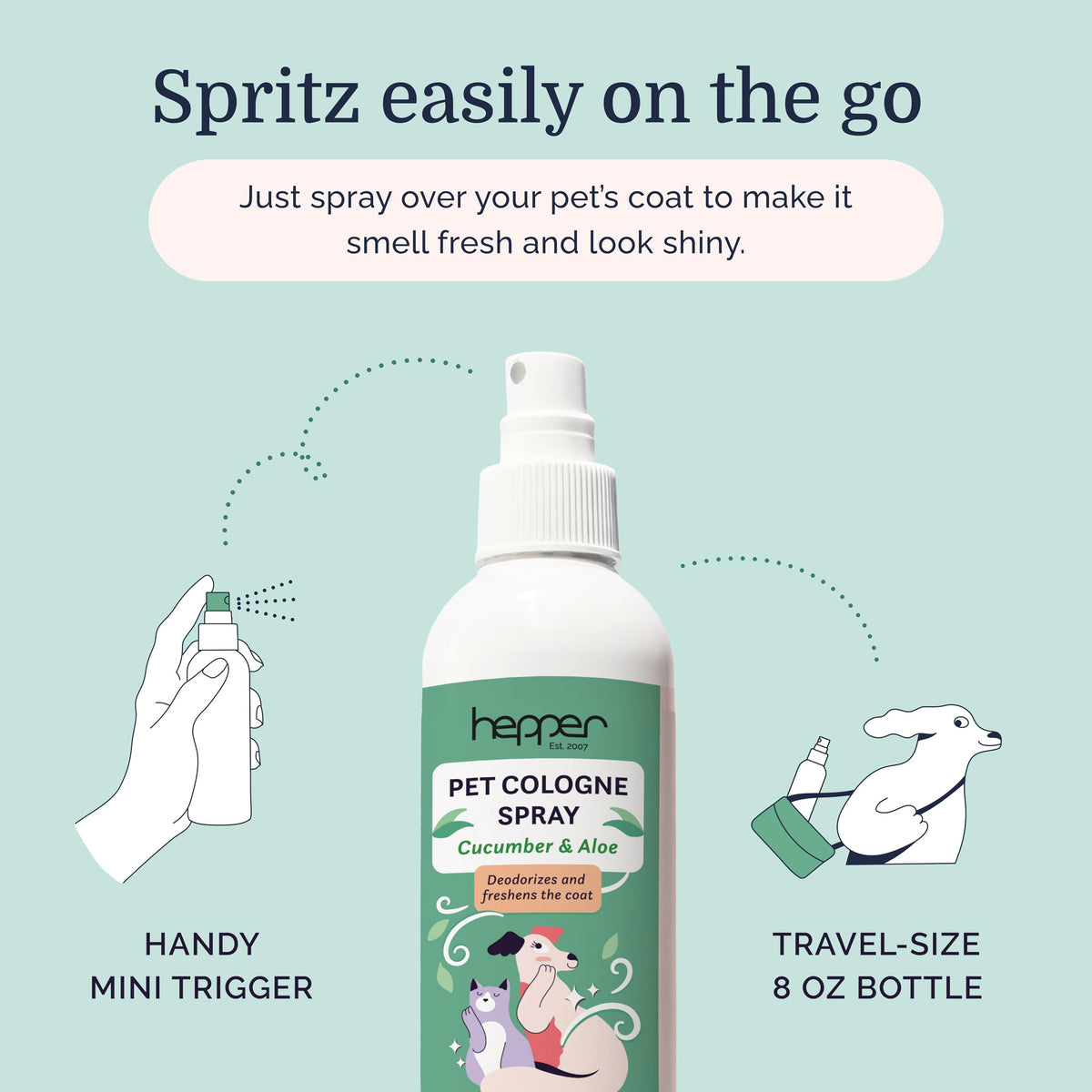 Pet Cologne Spray for Dogs & Cats Cucumber & Aloe 8oz B4930