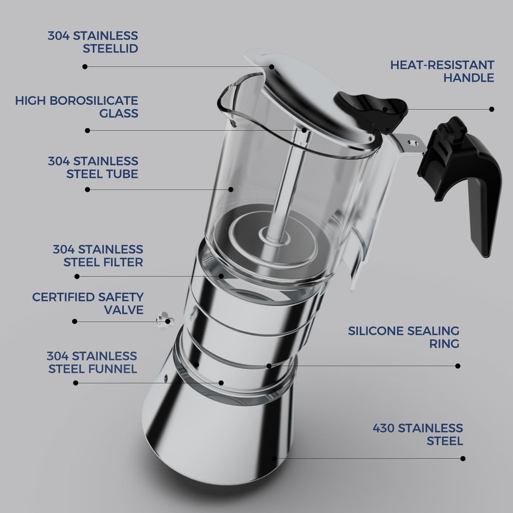 Induction Stovetop Espresso Maker 240ml 6cup V54877