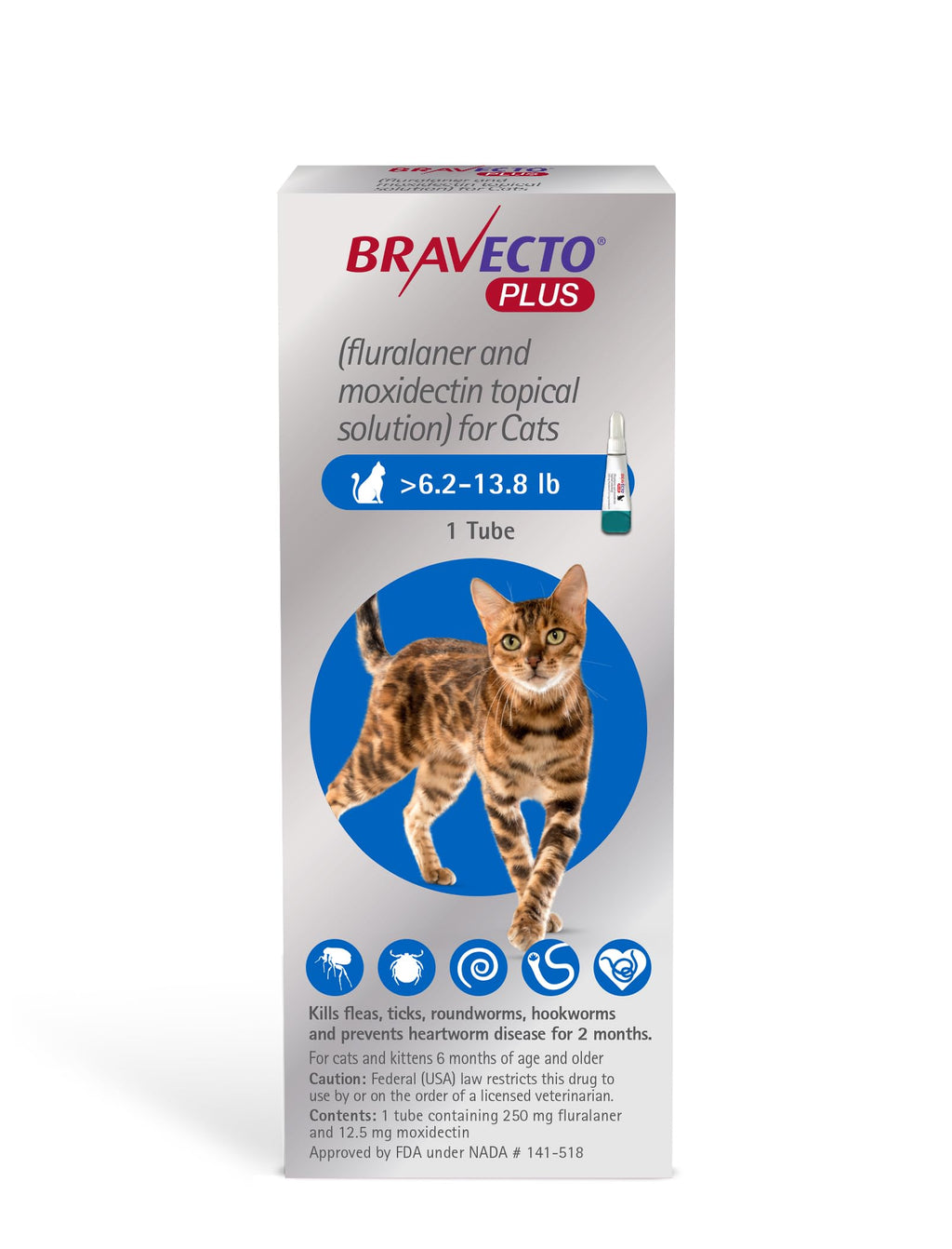 Flea Tick & Heartworm Topical Solution for Cats 2 Months Supply A4869