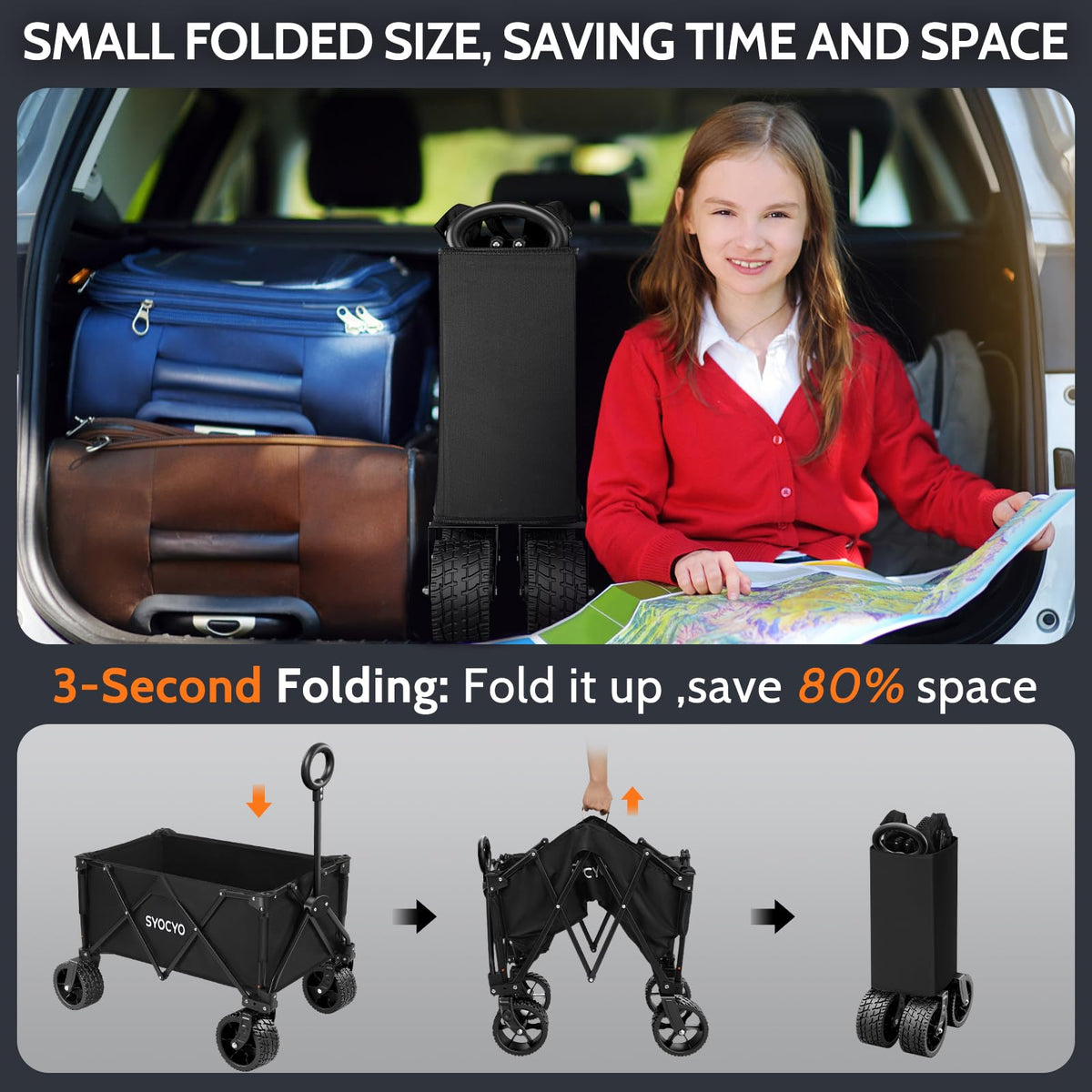Foldable Wagon Cart with All-Terrain Wheels R975116