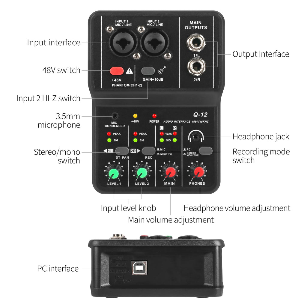 USB Audio Interface with XLR and 3.55m Microphone Jack V666