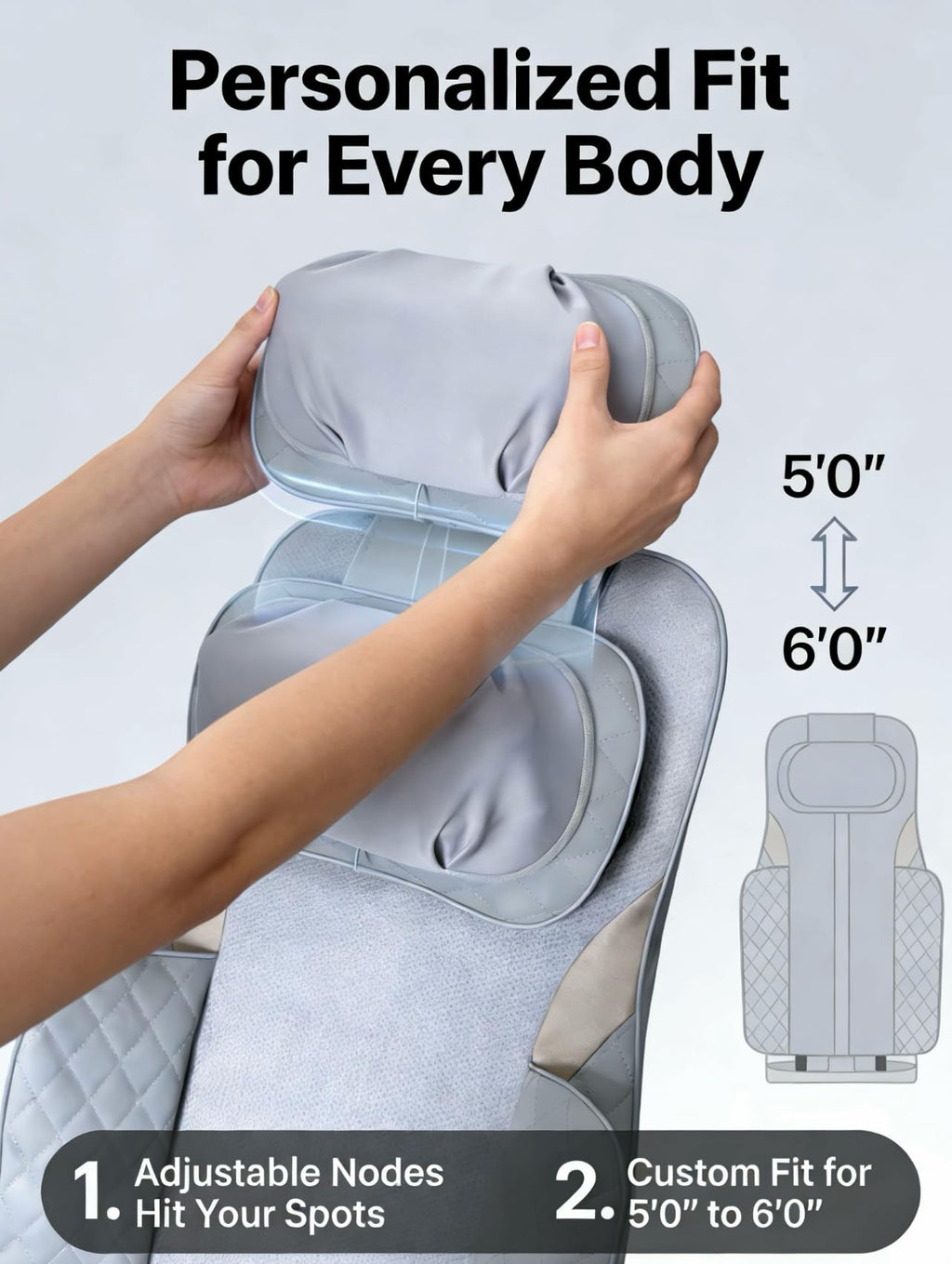Gray Shiatsu Massage Chair Pad with Heat H696