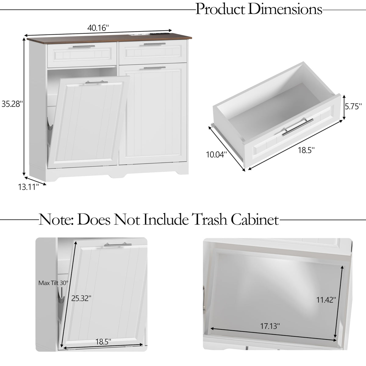 10 Gallon Double Tilt Out Trash Can Cabinet N75158