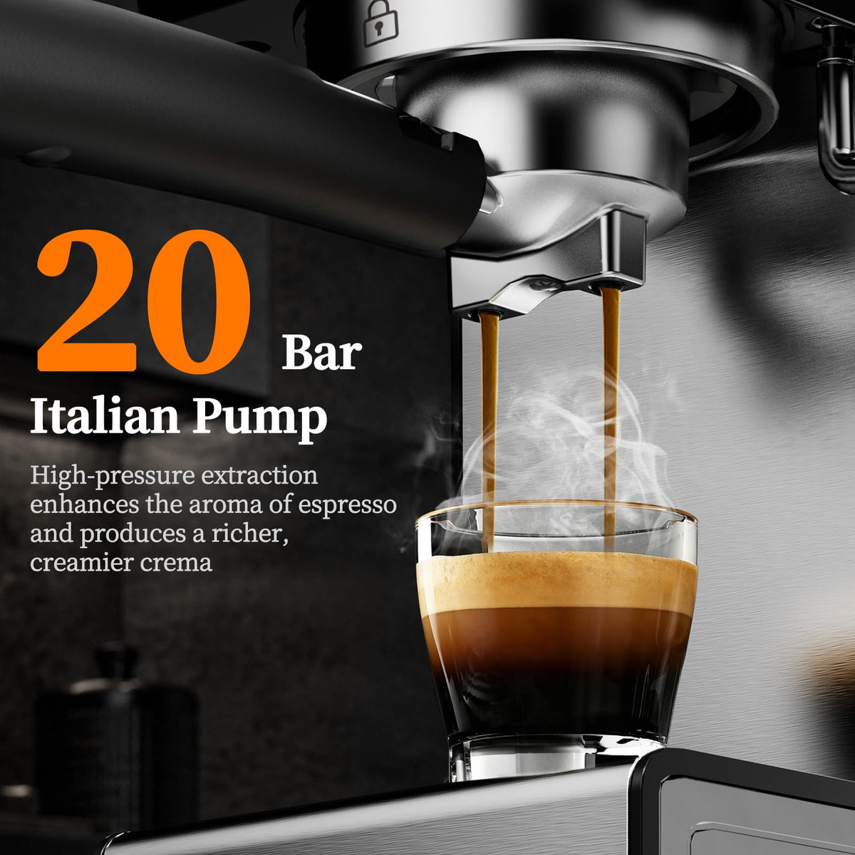 20 Bar Espresso Machine with Milk Frother M478539