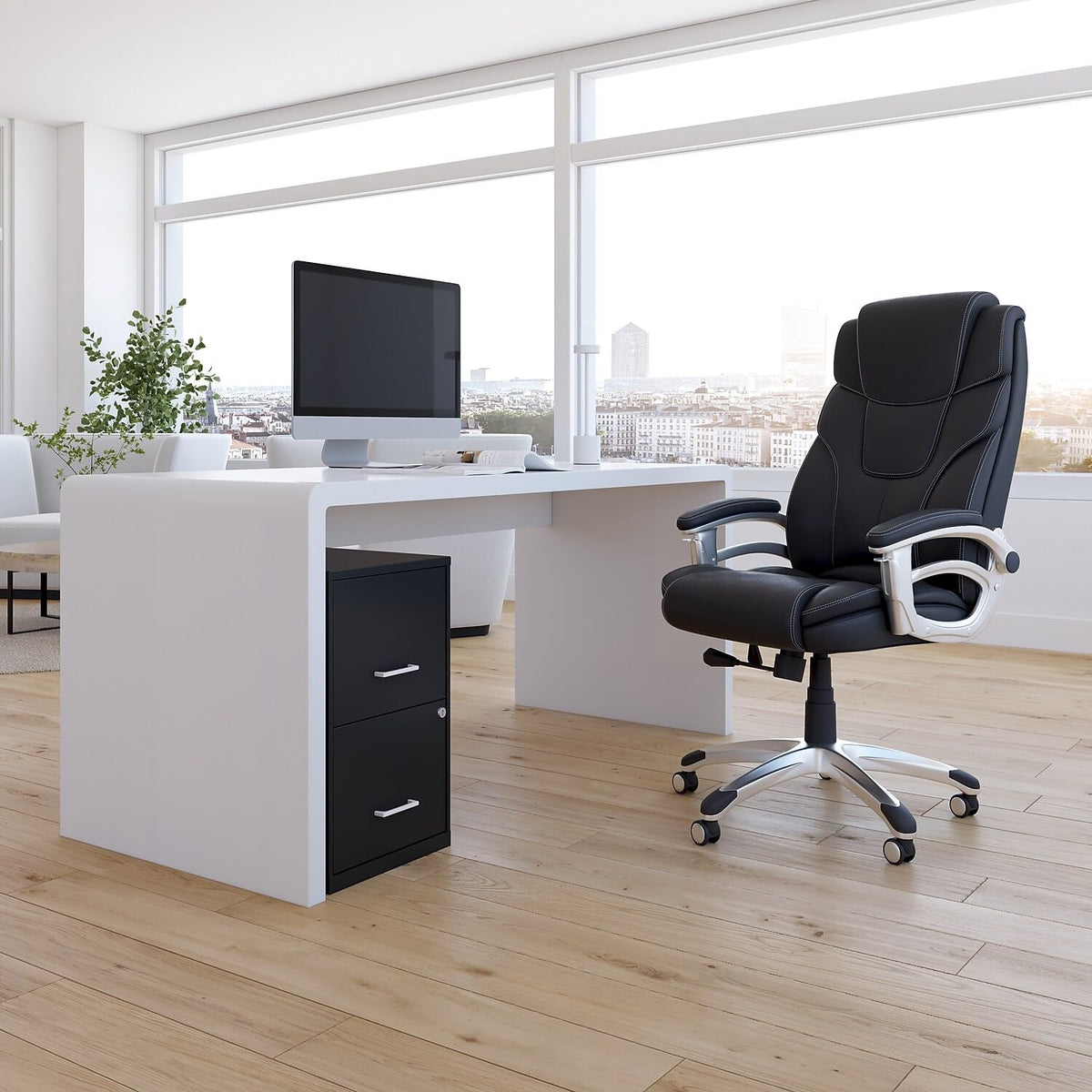 Black 2-Drawer Letter Size File Cabinet N9362