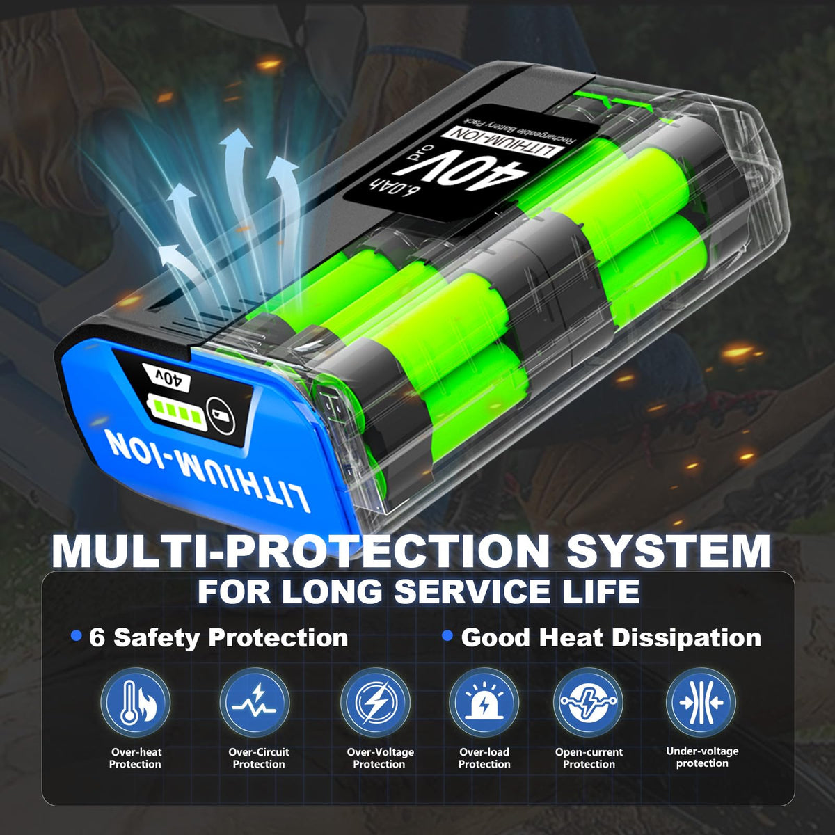 40V 6.0Ah Rechargeable Lithium Ion Battery Y2050