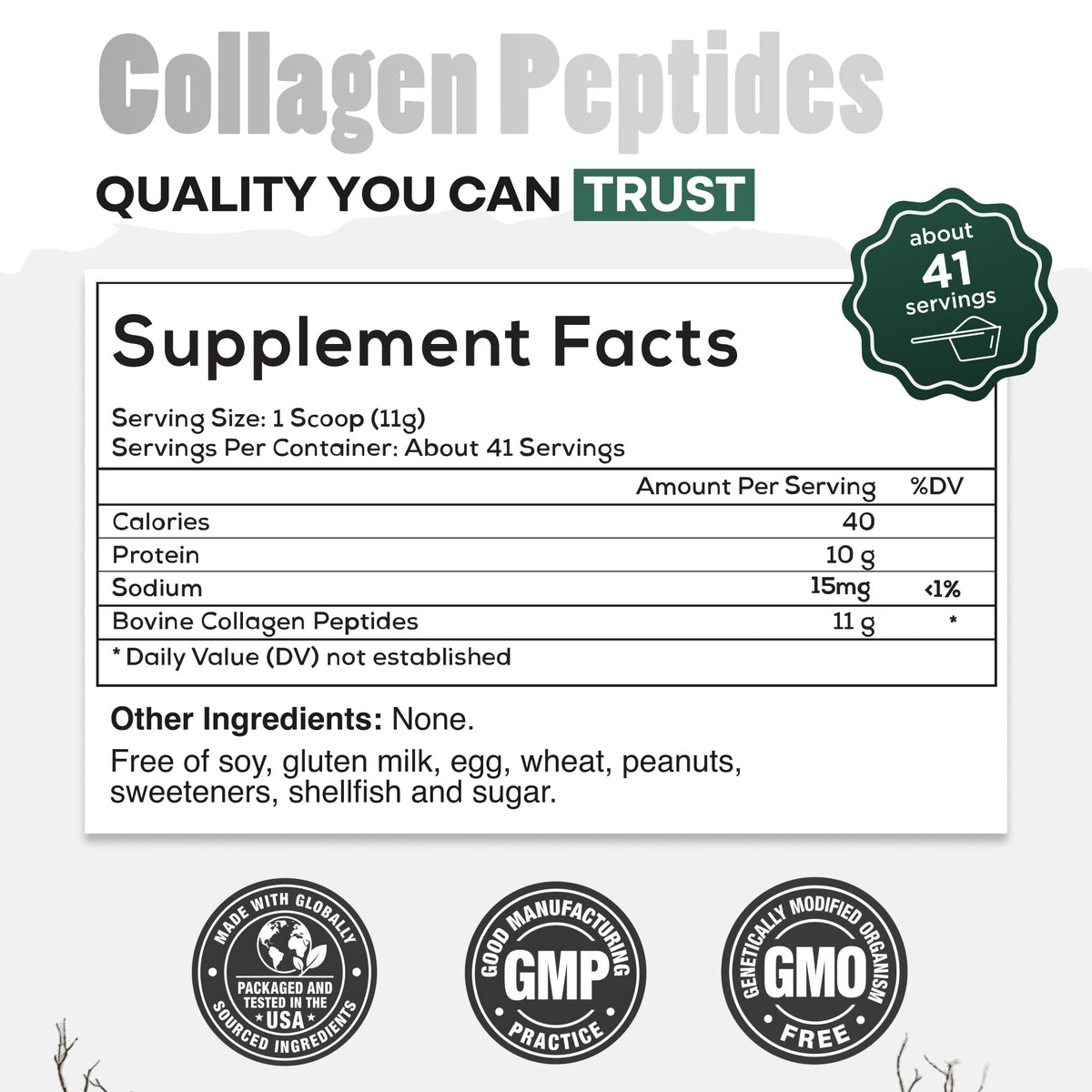 Collagen Peptides Powder Grass-Fed Hydrolyzed 16oz N755